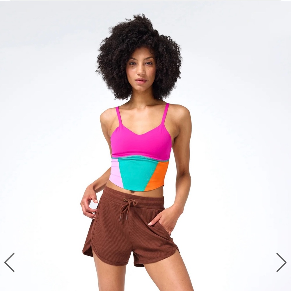 Terez Jade Colorblock Action Corset Crop Tank